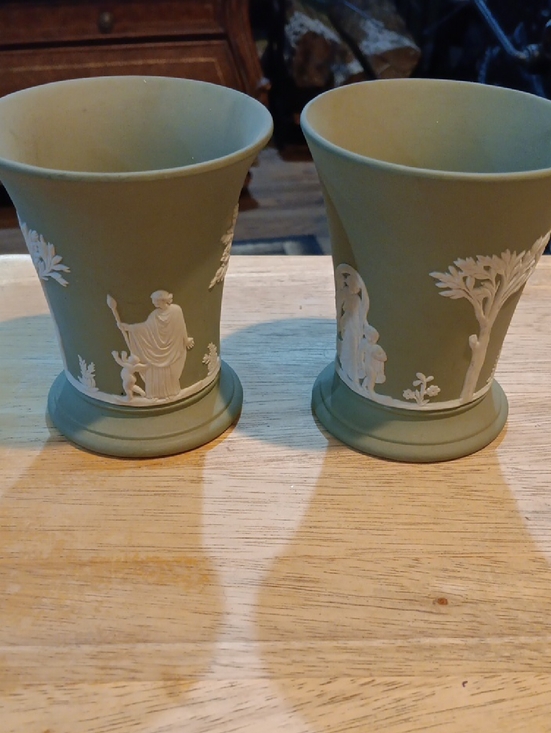 Other - 2 ea Wedgwood Green Jasperware Cups